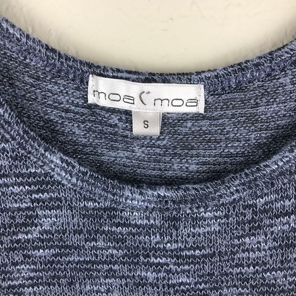 Moa Moa Blue Cold Shoulder Sweater Top Ruffles - Picture 4 of 6